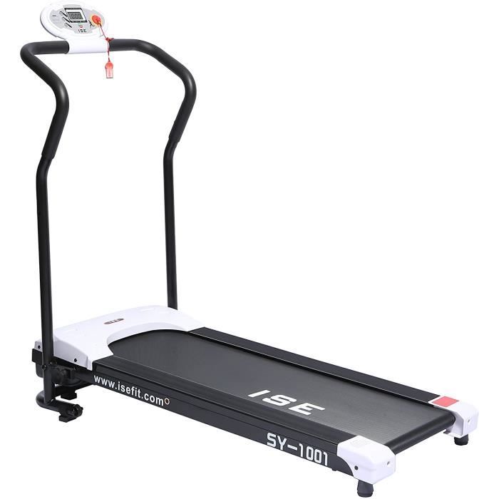 ISE Tapis de Course Pliable Petit Tapis de Marche,Electrique Motorisé 10kmh avec 4 Programmes et écran LED,sans Inclinaison avec Rou