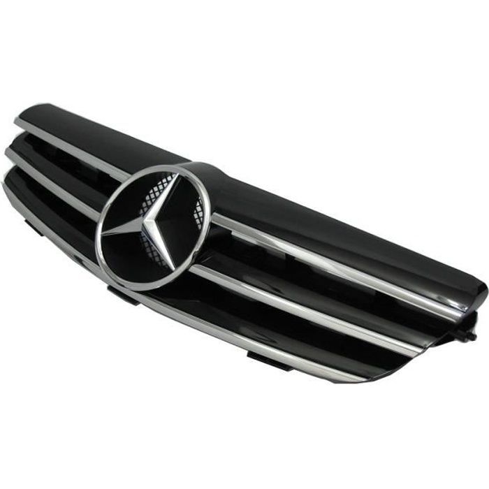 CALANDRE NOIR BRILLANT ET CHROME POUR MERCEDES CLK W209 COUPE ET CABRIOLET DE 03/2002 A 06/2009