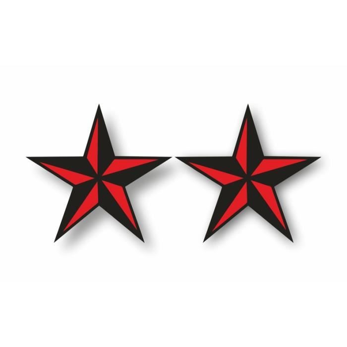 2x autocollant sticker etoile nautique noir rouge vinyl croix marin