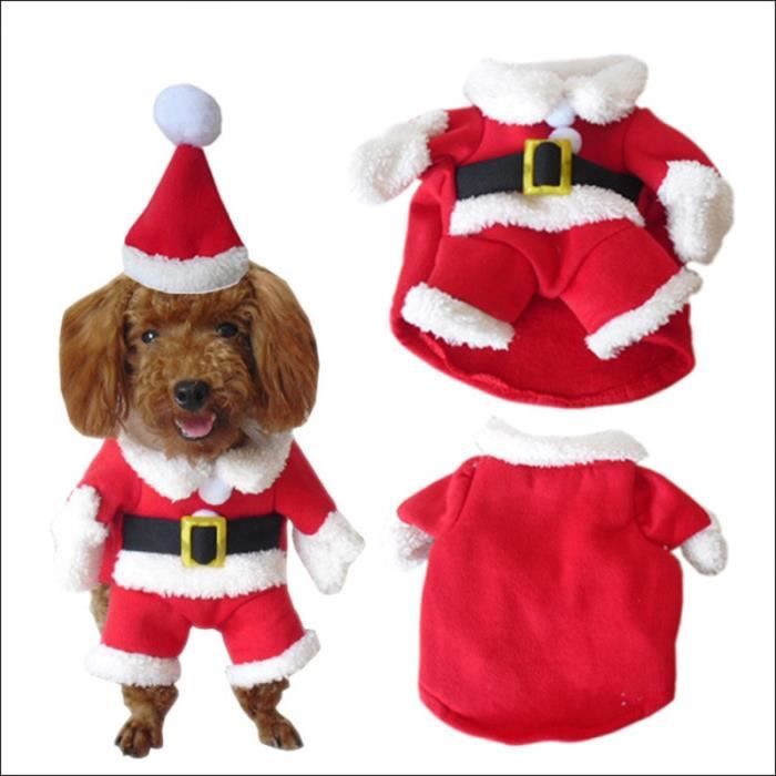 Manteau Blouson,Costumes de noël chien chat Costume de noël amusant,Costume de père noël pour chiens chats,vêtements - Type Rouge-M