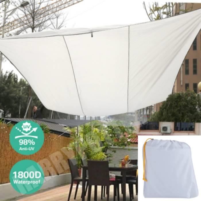 Voile Ombrage Rectangulaire Toile Parasol Imperméable Gris 4.5X5m -Beige -JNG