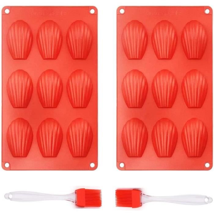 Queta 2 Pcs Moule à Madeleine en Silicone Moule à Gâteau Cannelé Résistance Aux Hautes Températures Pour Muffins, Cupcakes, Brownies