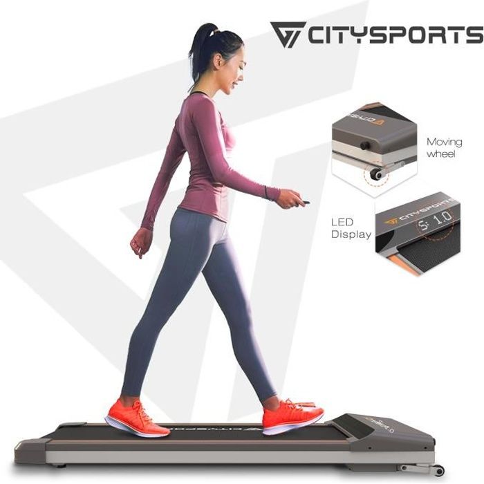 CITYSPORTS Tapis de Course, Fitness Bureau/Domicile, Tapis de Marche Electrique 1-6 km/h, Facile à Déplacer et à Ranger
