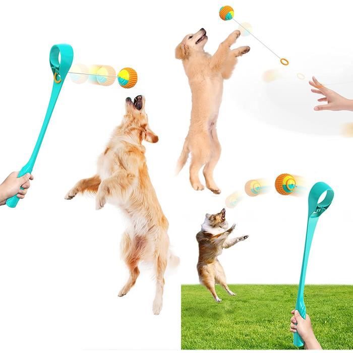 Jouets pour Chiens, Balle de Corde Rétractable à Anneau, Lanceur de Balle, Bâton de Lancer Multifonction, Jouet Interactif pour Ani