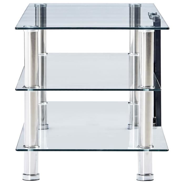 814408 - Design Furniture - Meuble TV Contemporain - Meuble HI-FI Banc TV Transparent 90 x 40 x 40 cm Verre trempé
