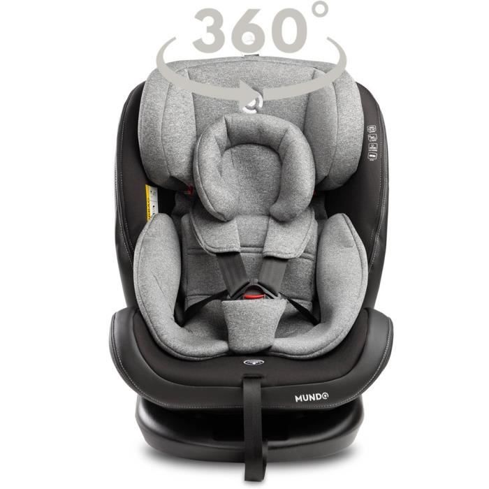 MUNDO Siège-auto pivotant 360° ISOFIX évolutif Groupe 0+-1-2-3 Gris