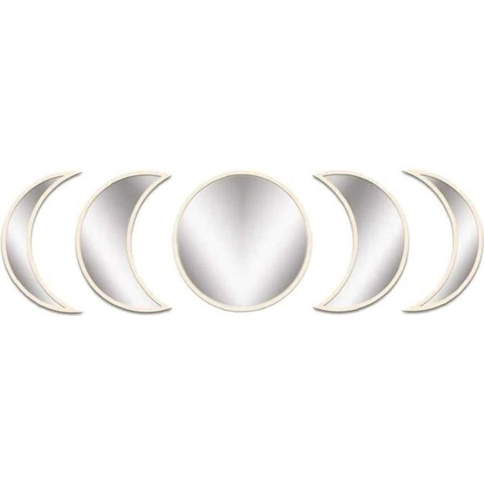 Lune Miroirs Phase de mur en bois acrylique Ornement Miroirs Intérieur Décor Design naturel pour chambre