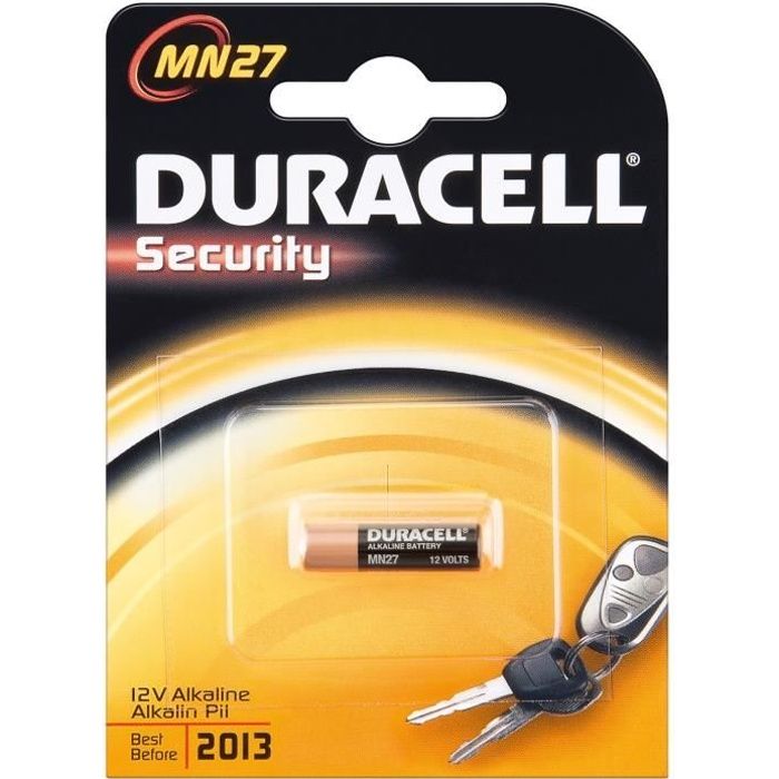 PILE LR27 - A27, L728, MN27 batterie alcaline au manganèse, 12 V DURACELL idéal pour les télécommande d'automobile