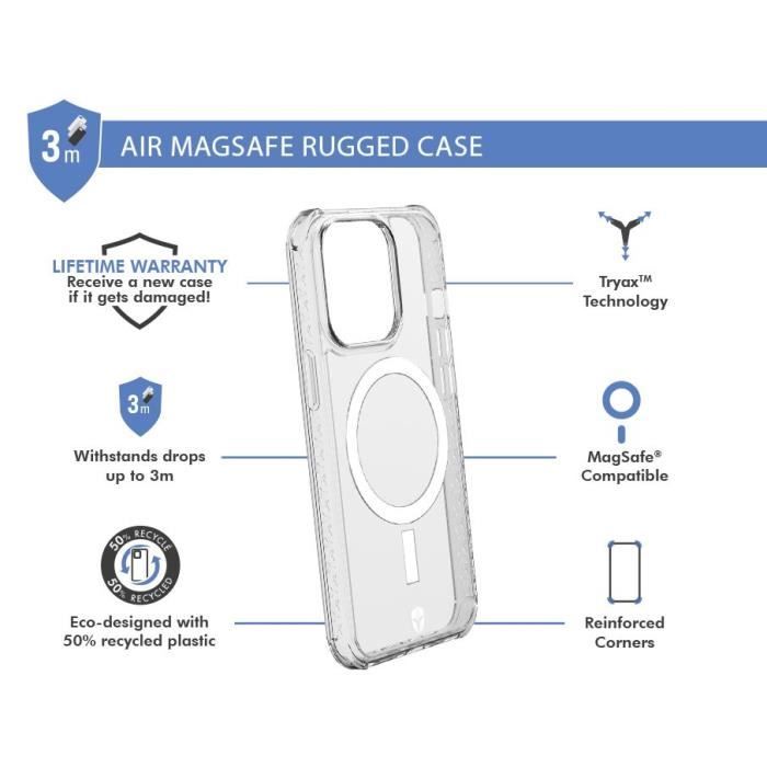 Coque Renforcée Apple iPhone 13 AIR Compatible MagSafe Garantie à vie Transparente Force Case