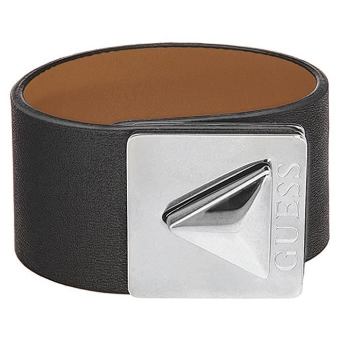 Bracelet femme GUESS JEWELLERY ROCK MY HEART UBB29054S. Noir. Argent. Autre fermoir. Cuir.
