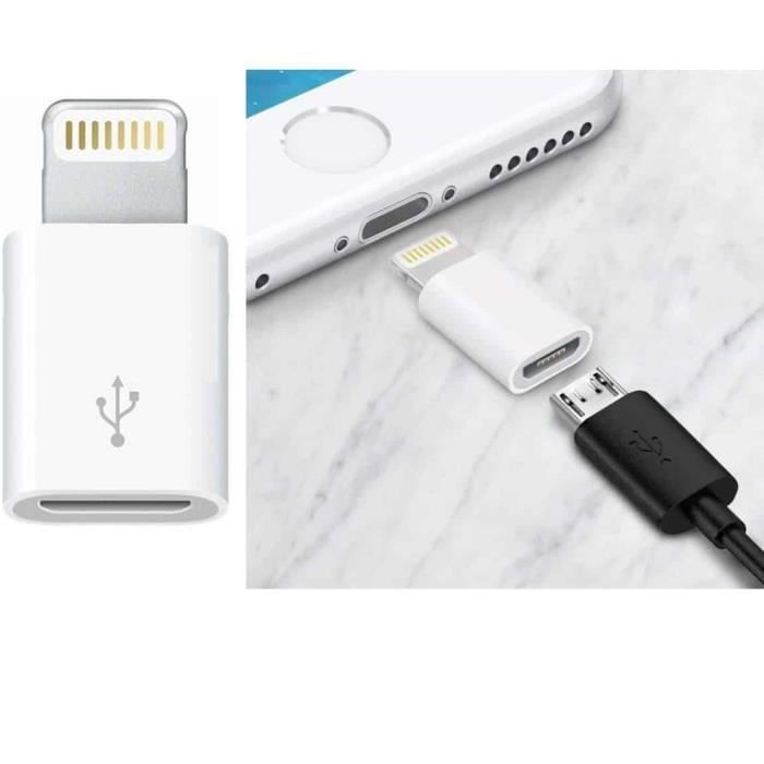 Adaptateur Micro-USB Femelle vers Lightning Male pour iPhone et iPad