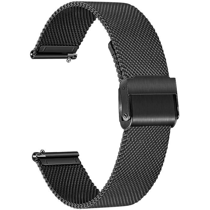 Bracelet Compatible avec Xiaomi Mi Watch , Bracelet de Montre en Acier Inoxydable tissé Brassard à dégagement Rapide, Noir