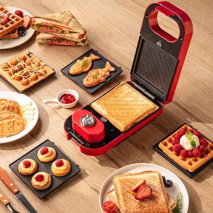 Machine à petit déjeuner électrique Sandwich Maker Ménage Light Food Gaufrier multifonction Takoyaki Toast Grille-pain à pression