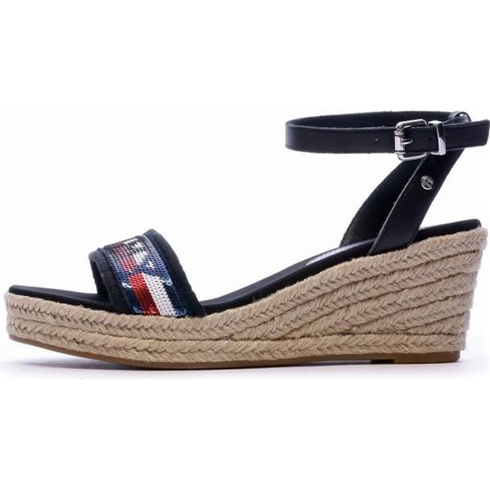Sandales compensées noir femmes Tommy Hilfiger