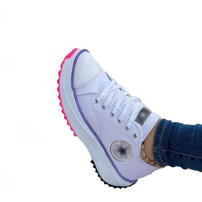2022 Canvas Shoes Women Fashion Trainers, Femmes Plate-Forme Baskets Femme Chaussures Décontractées Compensées Formateurs Respirants