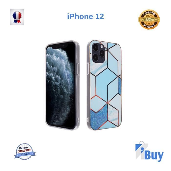 Coque Motif Marbre Bleu iPhone 12/12Pro