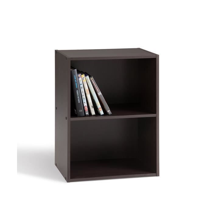 Etagère de 2 Casiers wengé en panneaux de particules, 40x29x53,8cm