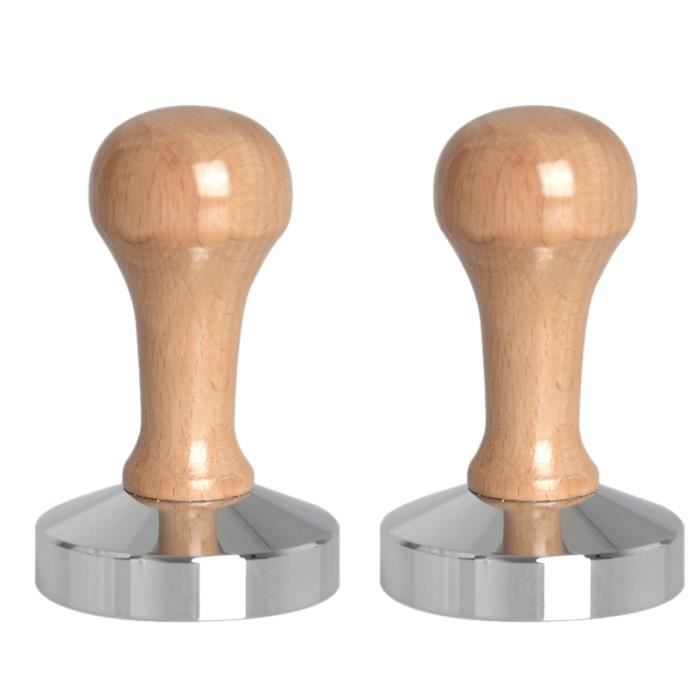 PoignéE en Bois Poudre de Café Marteau en Acier Inoxydable Tamper Barres Outils Barista Plat Tampon Espresso Accessoires Café