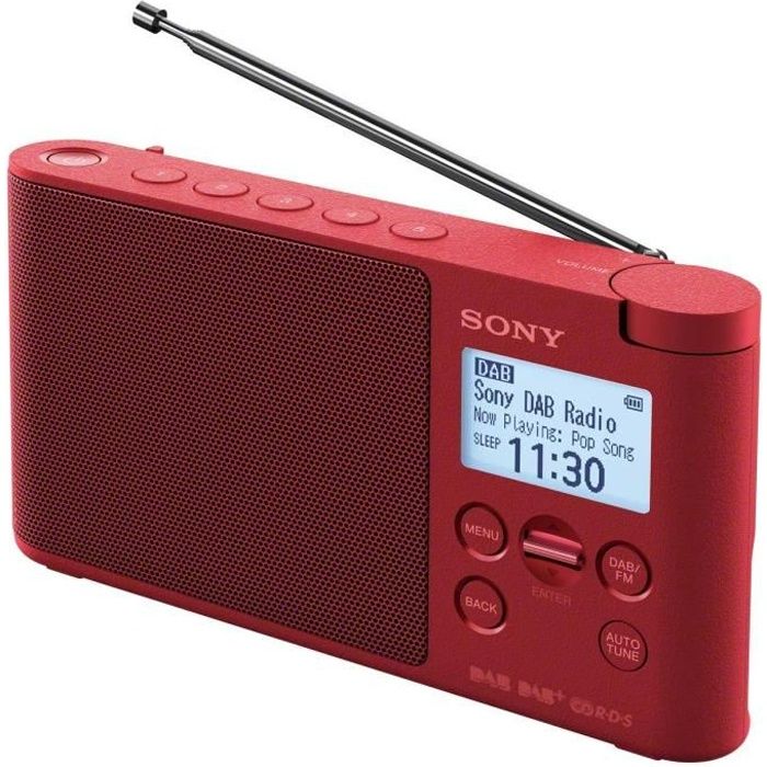 SONY - XDRS41DR - Radio portable DAB/DAB+ - Préréglages directs - Réveil et mise en veille programmable - Rouge