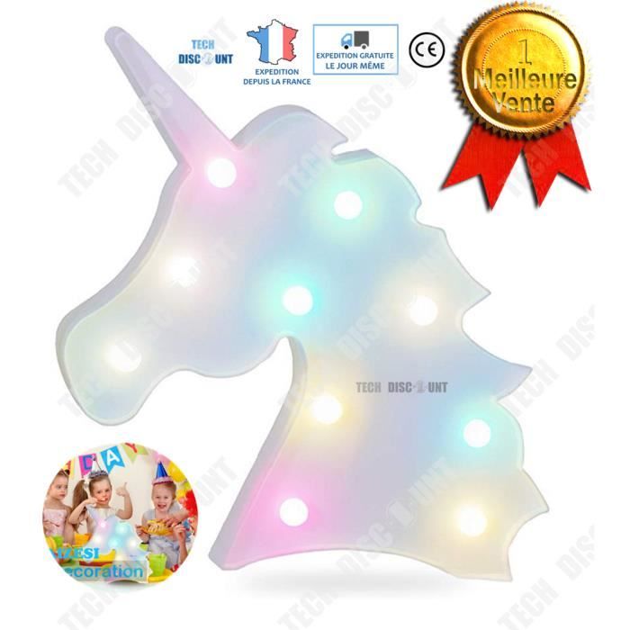 TEC™ Lampe de chevet licorne led électrique chambre fille enfant rose bureau décoration maison anniversaire fête muticouleur