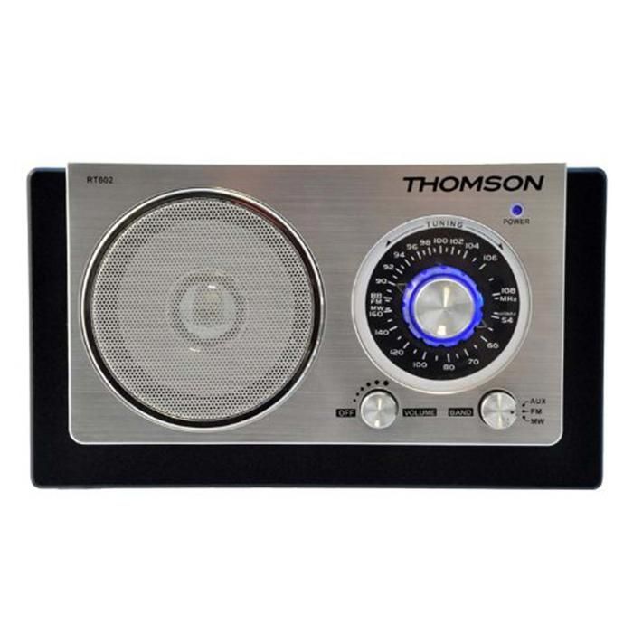 Thomson RT602 Radio Rétro FM/MW Boitier en bois Noir/argent