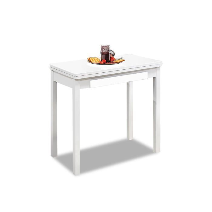 Lo Scrigno Arredamenti Tavolo Vetro Bianco - 70x70 allungabile