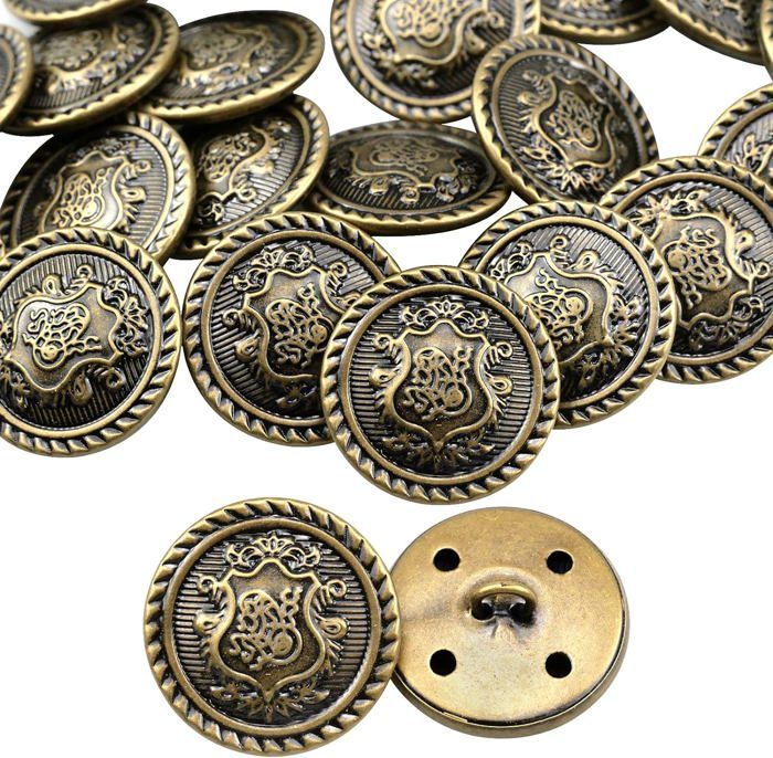 20 Boutons à Tige Bombés Dorés Motif Vague - 18mm, Alliage Métallique, Pour Couture DIY, Veste, Manteau, Chemise