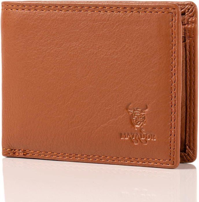 Charmoni - Porte Monnaie - Portefeuille - Multi Poches - En Cuir Véritable - Pour Homme (Camel