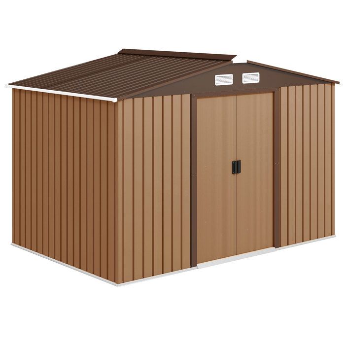 Abri de jardin 49 m&sup2; porte coulissante t&ocirc;le acier jaune