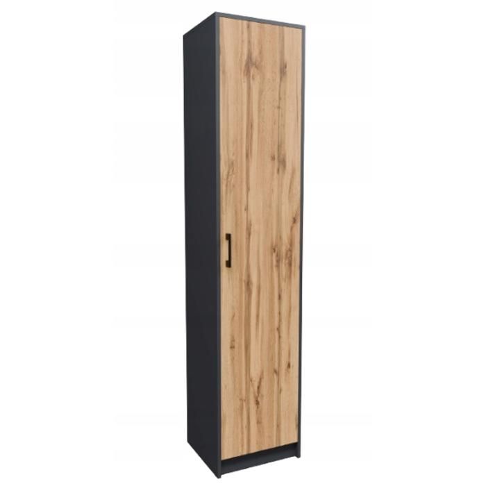 Armoire de Bureau - Meuble de rangement Style contemporain - Graphite/Wotan - 39x35x180 cm