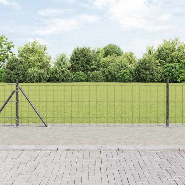vidaXL Clôture avec poteau Gris 04 x 10 m Acier et PVC 3350899