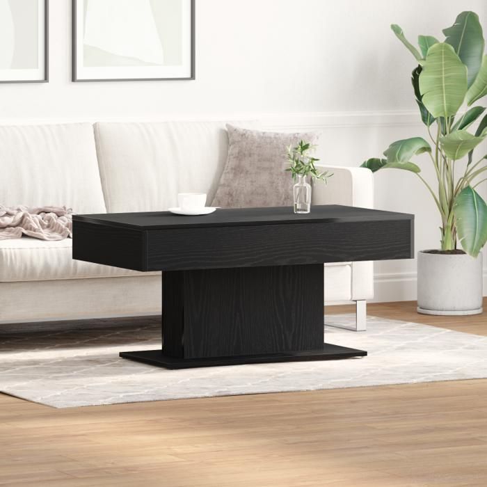 Table basse - 96x50x45 cm - Bois dingénierie - Noir - Chic et élégant
