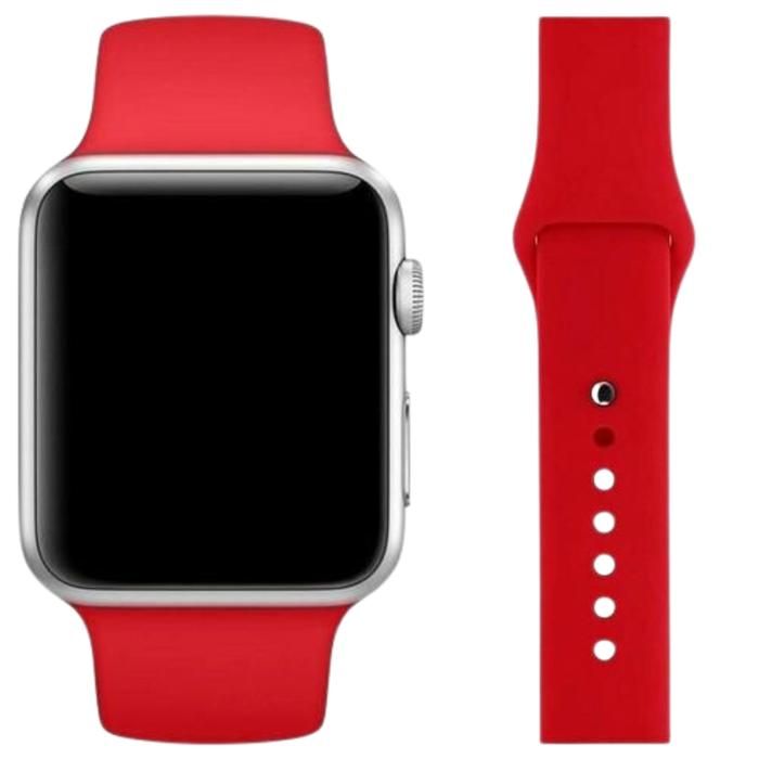 Bracelet En Silicone Mercury Pour Apple Watch 42 44 45 Mm Haute Qualité Rouge