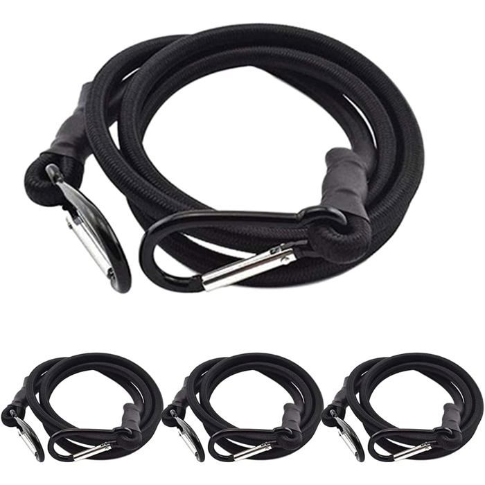 4 Pièces Tendeur Elastique Noir Sandow avec Crochet pour Tendeurs Porte Bagage
