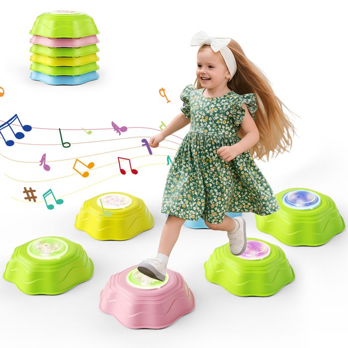 12 pierres d'équilibre pour enfants, motricité antidérapante pour l' intérieur et l'extérieur - Favorise l'équilibre, la coordination et la force pour les enfants de 3 à 8 ans