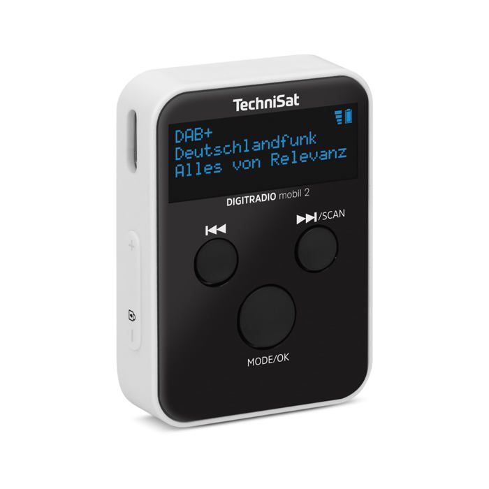 Radio Portable DAB+/FM - TechniSat - DIGITRADIO Mobil 2 - Écran OLED - Batterie Intégrée - Noir/Blanc