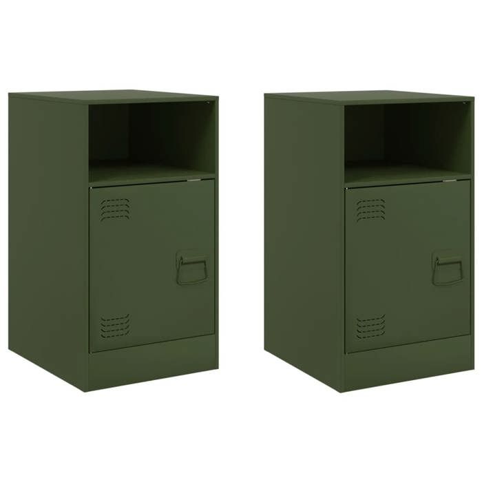JILLS - Ensemble de 2 armoires de chevet Tables de chevet Lot de 2 - vert olive 345x39x62cm acier OCT73545541
