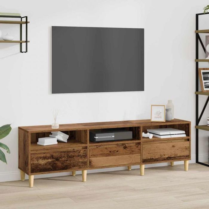 VIDAXL Meuble TV 150x30x45 cm Bois dingénierie Marron - Style campagne tiroirs & étagères