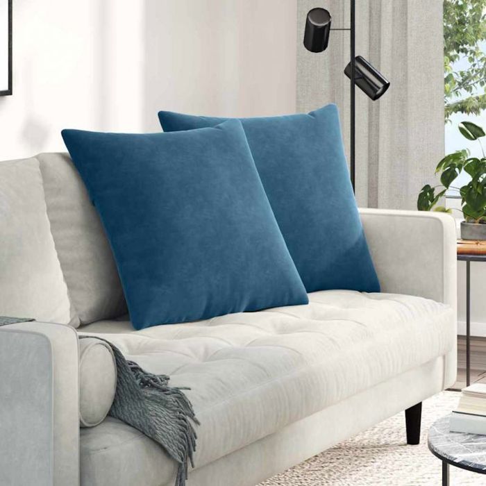 VIDAXL Lot de 2 coussins velours côtelé bleu 60 x 60 cm - déhoussables garnissage polyester