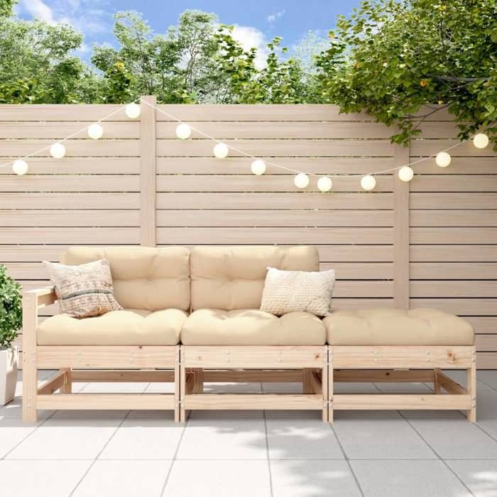 SALE 2026 Siège DE JARDIN Brun - Salon de jardin 3 pcs bois massif de pin PRO715358570