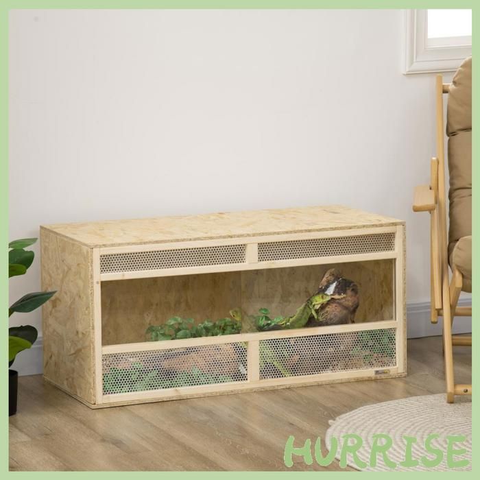 Cocosity Terrarium En Bois Osb Pour Reptiles Avec Porte Coulissante En Verre - 100 X 47 X 47 Cm Naturel