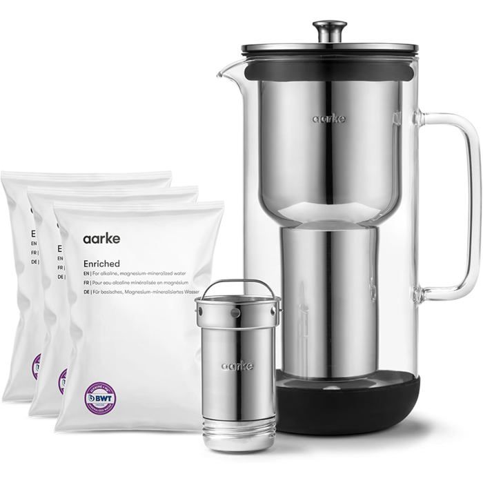 Carafe filtrante - SUTEO - B1120-GR02 - Verre & inox - 24 L - 3 recharges enrichies - Suteo