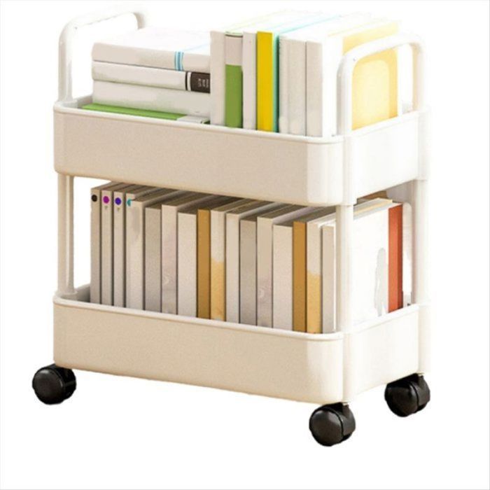 Chariot Utilitaire à Roulettes à 2 Niveaux Étagère Rangement Mobile Étagère Rangement pour Cuisine Salle Bain Organisateur
