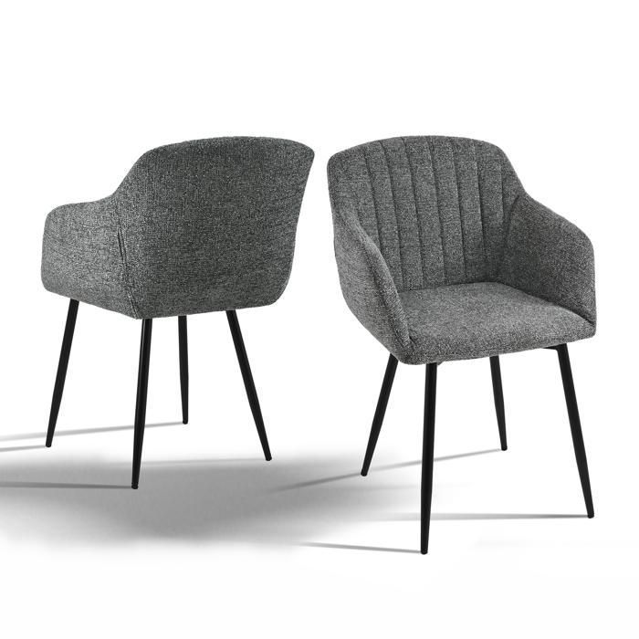 Goeurvant Chaises minimalistes: assise large accoudoirs ergonomiques confort et élégance – Lot de 2 – Gris/Vert - Chenille