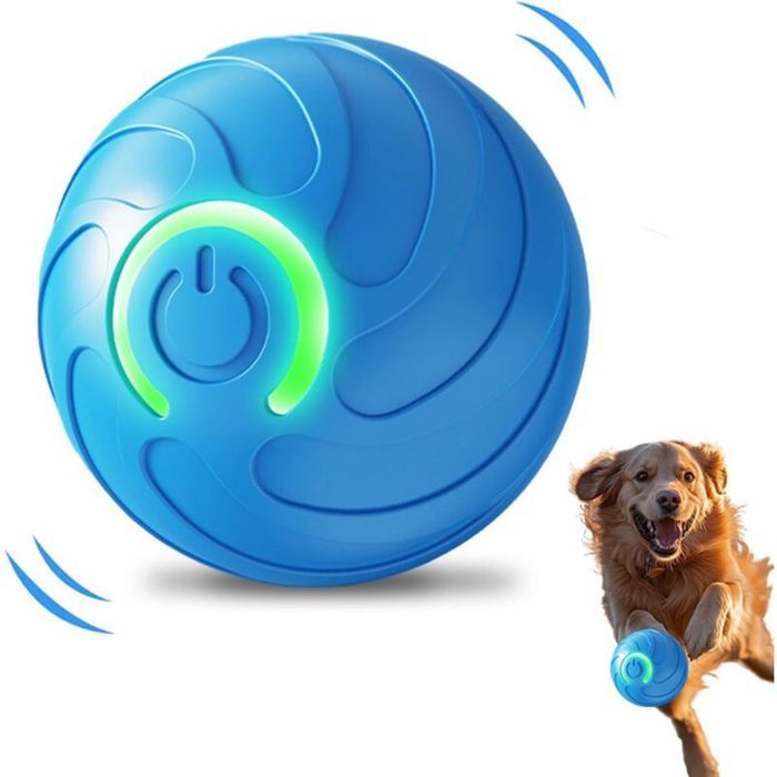 (Bleu) Générique 2026 Balle Intelligente Interactive pour Chien Jouet Rechargeable USB à Vibration et Rebond Automatique Stimulat