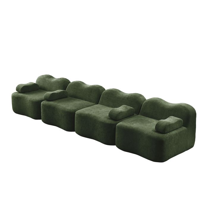 Canapé compressé dangle modulaire -canapé-lit convertible droit 4 places - coussin de siège profond salon vert