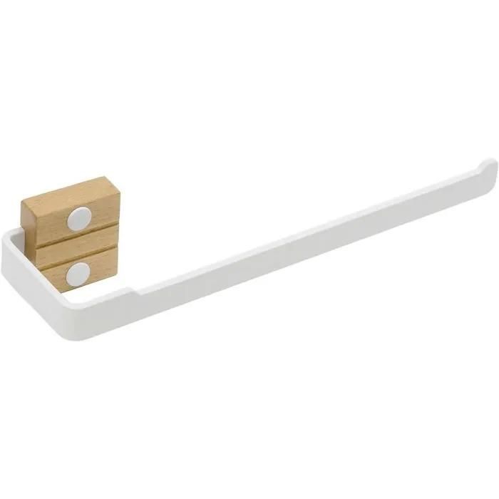 Porte-serviettes mural blanc en acier inoxydable SUS304 et bois résistant à la rouille installation facile pour salle de bain et