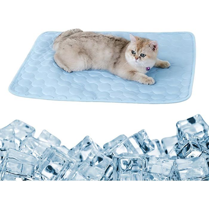 Tapis Rafraichissant Chat Tapis Rafraichissant Chien Tapies Fraicheur Chien 70 x 55 cm Bleu Clair en Tissu Frais pour Chiens Chat