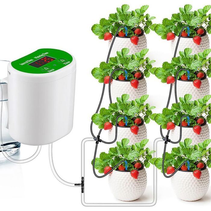 Kit darrosage automatique goutte à goutte rechargeable USB compatible pour 8 plantes dintérieur.