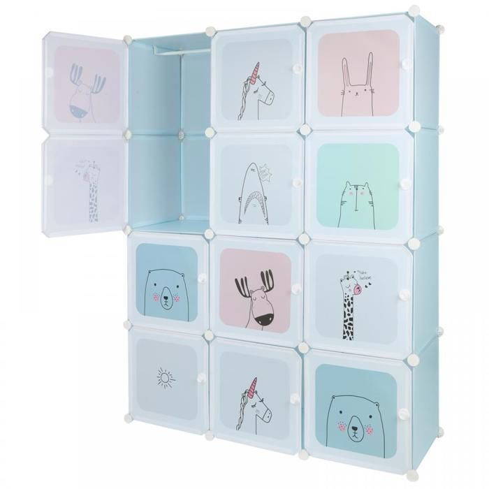 MIPAN.Armoire De Rangement Chambre - 140x105x35cm - Pour Chambre À Coucher Chambre Denfant - Classification En Couches - Bleu